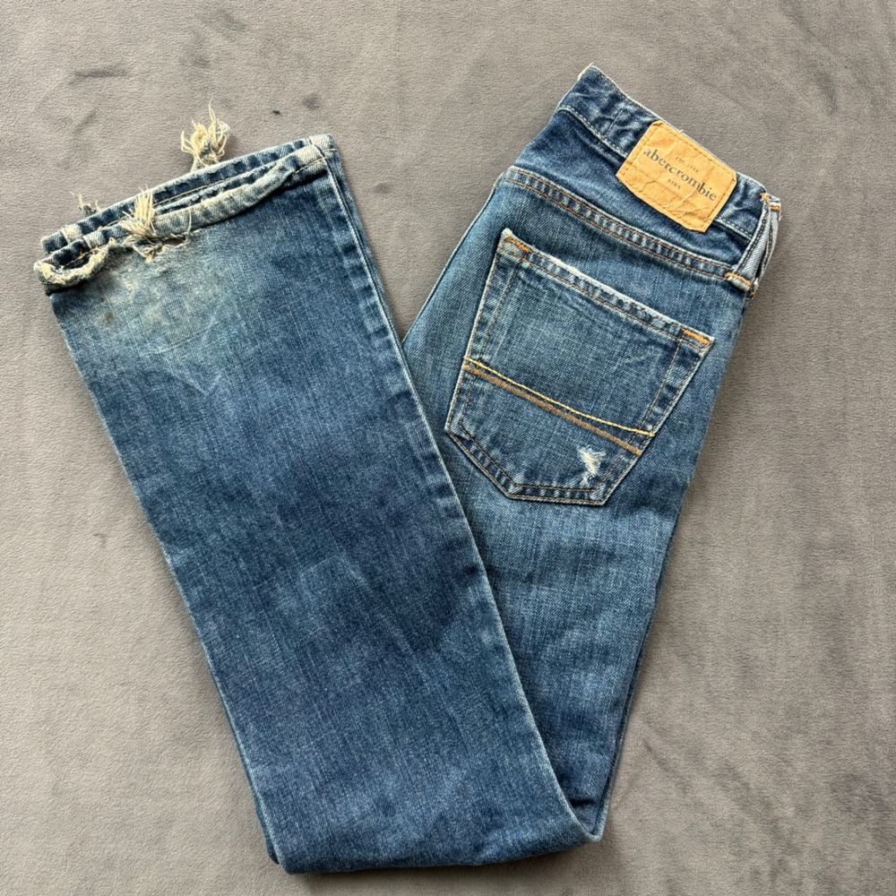 Abercrombie Kids Distressed Straight Leg Jeans Medium Wash Blue Size 10